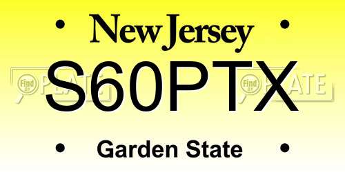 S60PTX New Jersey License Plate