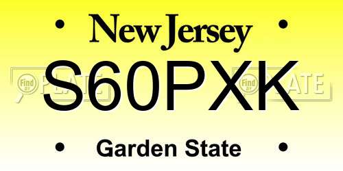 S60PXK New Jersey License Plate
