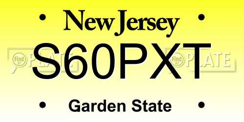S60PXT New Jersey License Plate
