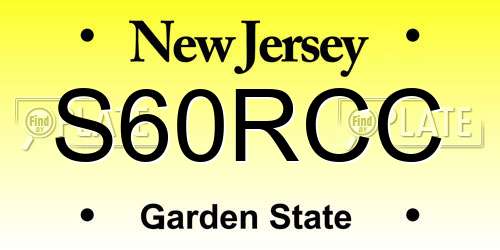 S60RCC New Jersey License Plate