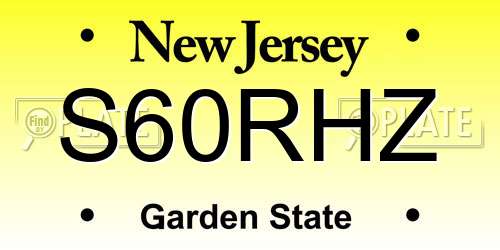 S60RHZ New Jersey License Plate