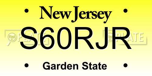 S60RJR New Jersey License Plate