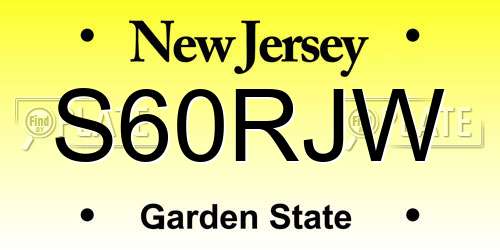 S60RJW New Jersey License Plate