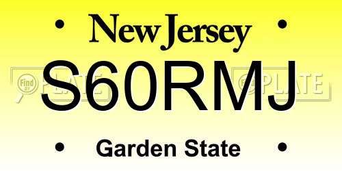 S60RMJ New Jersey License Plate