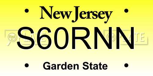 S60RNN New Jersey License Plate
