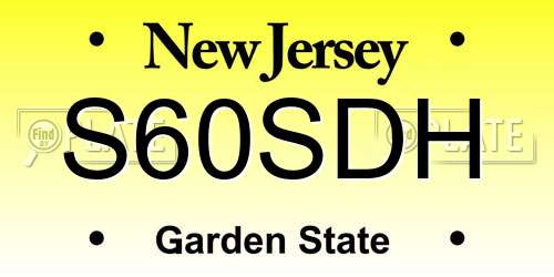 S60SDH New Jersey License Plate