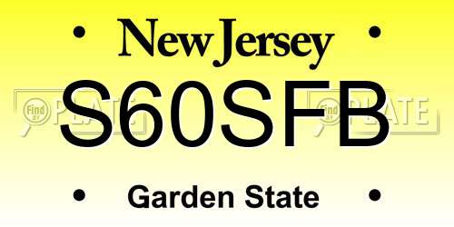 S60SFB New Jersey License Plate