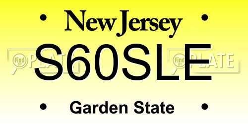 S60SLE New Jersey License Plate