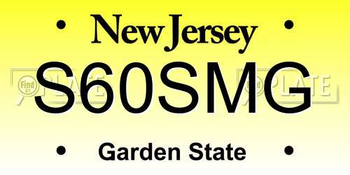 S60SMG New Jersey License Plate