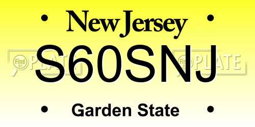 S60SNJ New Jersey License Plate