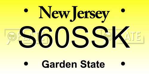 S60SSK New Jersey License Plate