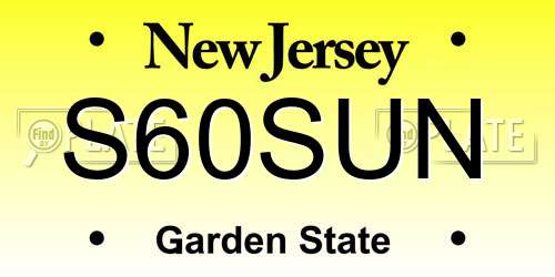 S60SUN New Jersey License Plate