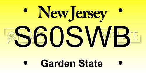 S60SWB New Jersey License Plate