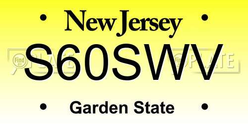 S60SWV New Jersey License Plate