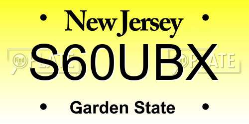 S60UBX New Jersey License Plate