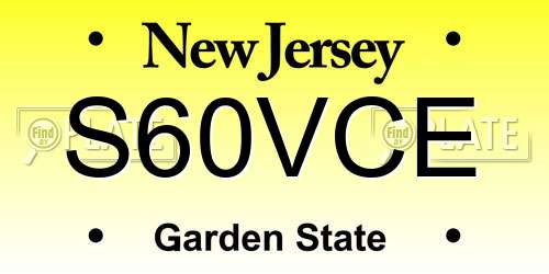 S60VCE New Jersey License Plate