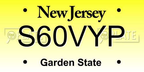 S60VYP New Jersey License Plate