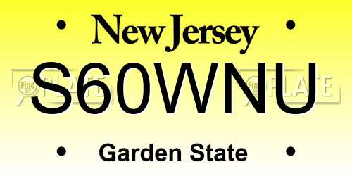 S60WNU New Jersey License Plate