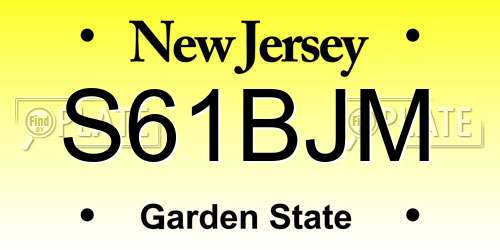 S61BJM New Jersey License Plate