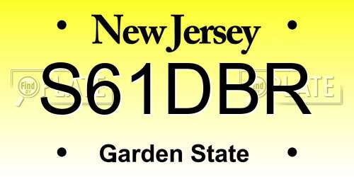 S61DBR New Jersey License Plate