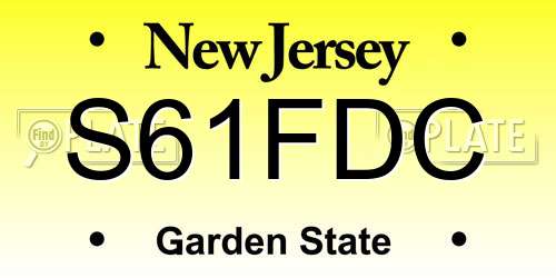 S61FDC New Jersey License Plate