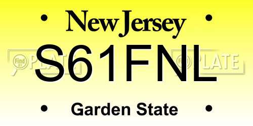S61FNL New Jersey License Plate