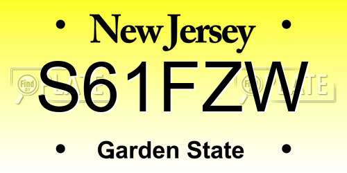 S61FZW New Jersey License Plate