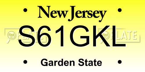 S61GKL New Jersey License Plate