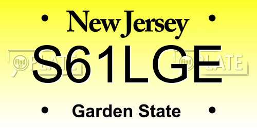 S61LGE New Jersey License Plate