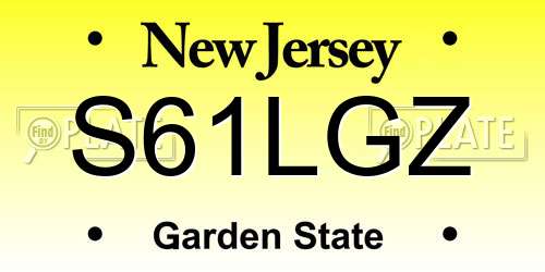 S61LGZ New Jersey License Plate