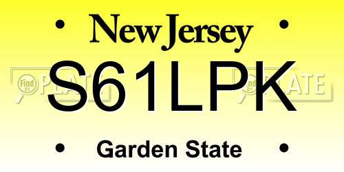 S61LPK New Jersey License Plate
