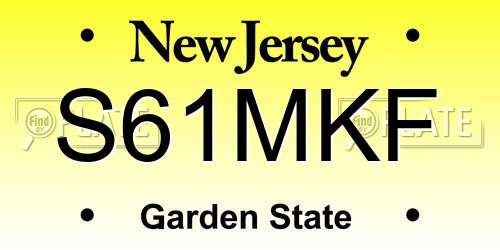 S61MKF New Jersey License Plate