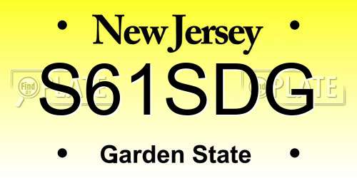 S61SDG New Jersey License Plate