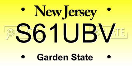 S61UBV New Jersey License Plate