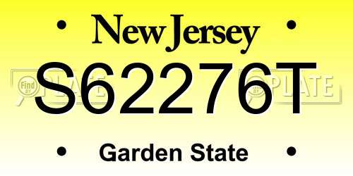 S62276T New Jersey License Plate