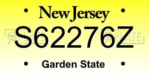 S62276Z New Jersey License Plate
