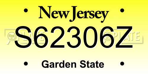 S62306Z New Jersey License Plate