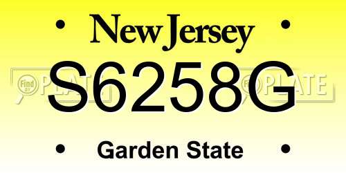 S6258G New Jersey License Plate