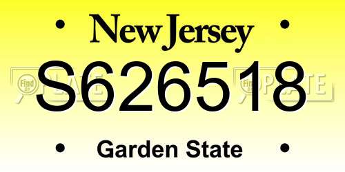 S626518 New Jersey License Plate