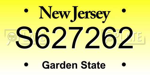 S627262 New Jersey License Plate