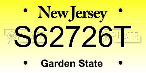 S62726T New Jersey License Plate