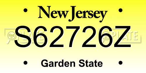 S62726Z New Jersey License Plate