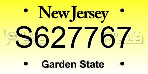 S627767 New Jersey License Plate