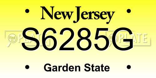 S6285G New Jersey License Plate