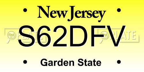 S62DFV New Jersey License Plate