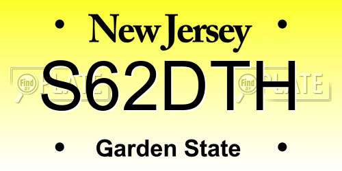 S62DTH New Jersey License Plate