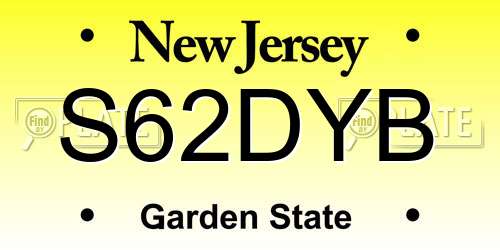 S62DYB New Jersey License Plate