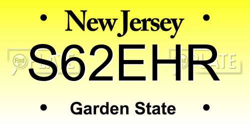 S62EHR New Jersey License Plate