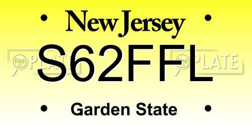 S62FFL New Jersey License Plate