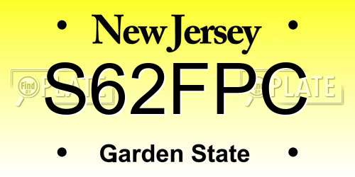 S62FPC New Jersey License Plate